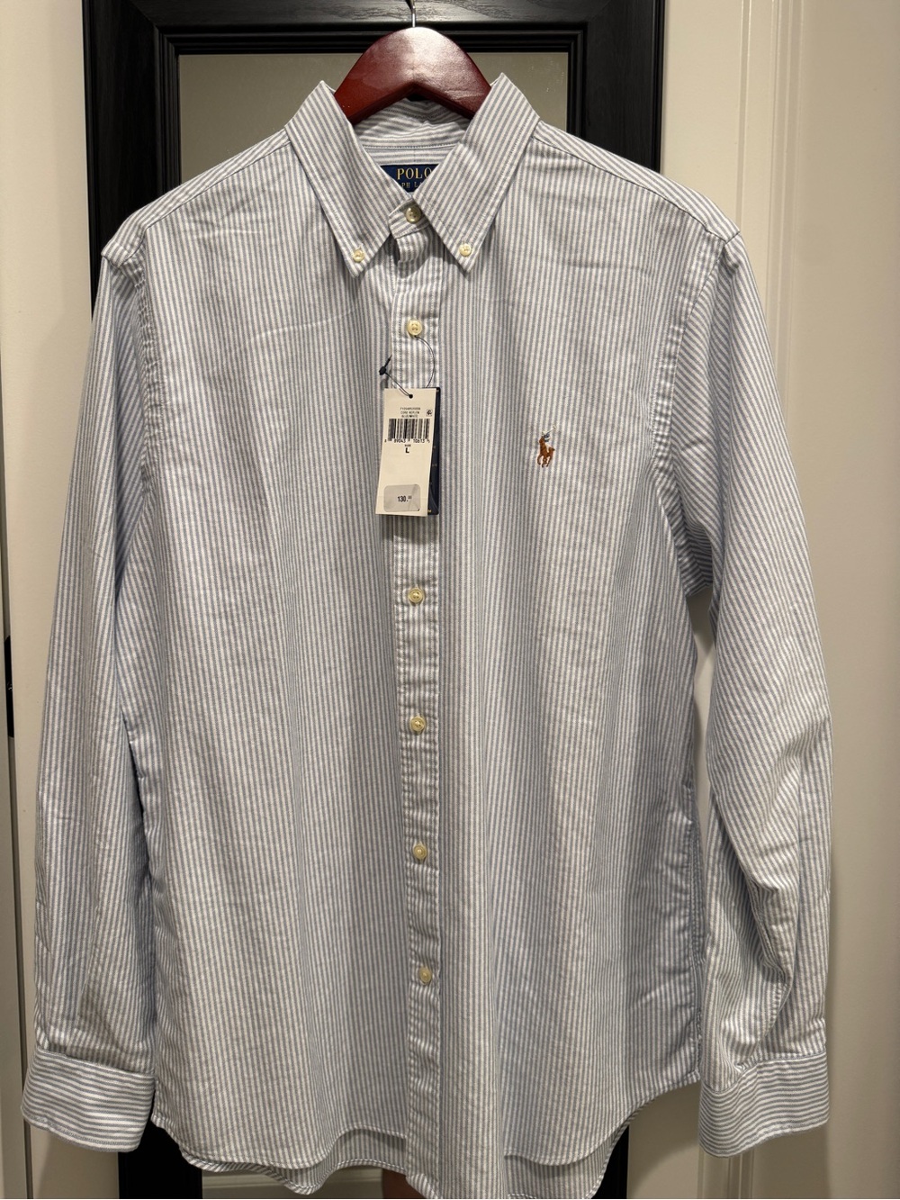 Ralph Lauren Blue and White Pinstripe Button-Down Shirt